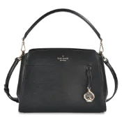 Kate spade Madison桃心掛飾防刮皮革三層肩背包 斜背包(黑色)｜GoBrand購名牌