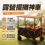 【限時免運】露營擺攤收納車 可折疊手拉車 夜市餐車 露營桌車 行動攤車 戶外推車 市集小吃攤車 遮陽頂棚升降桌板 MTJ