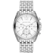 【Michael Kors】純粹思維三眼晶鑽時尚腕錶(白銀 MK5834)