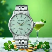 【SEIKO 精工】Presage STAR BAR 冰沙莫希多 調酒師機械女錶-34mm 錶 生日禮 送禮(SRPL63J1/4R35-06S0G)