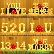【現貨可開統編】情人節發光字母燈浪漫生日快樂驚喜求婚佈置創意錶白LED裝飾燈