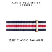 Daniel Wellington DW 錶帶 Classic Canterbury 18mm細紋藍白紅織紋錶帶-玫瑰金 DW00200030