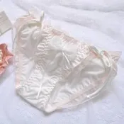 EFP大美人❤️嚴選日系小清新冰絲荷葉邊公主系帶系繩可愛棉襠少女蝴蝶結三角內褲~粉白淺綠淺藍M~LL(現貨