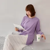 OB嚴選 長版純色保暖磨毛前開衩大學T 《AB17813》大尺碼/女裝/現貨