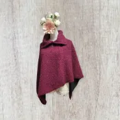 *♡*酒紅色/星燦點點/毛絨絨披肩斗篷/S-L/近全新/二手衣《Anna的百寶箱》
