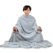 【源之氣】竹炭超細纖維居家兩用袖毯附繩 RM-10375/冬被