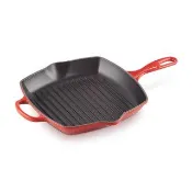 【Le Creuset】琺瑯鑄鐵鍋典藏單耳單柄方鐵烤盤  26cm(櫻桃紅)