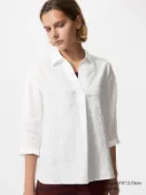 【UNIQLO】女裝 特級亞麻開領襯衫(七分袖) 483871