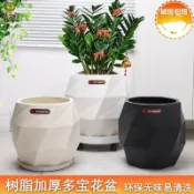 🎉超值 特惠丨🔥簡約創意歐式風樹脂花盆高顏值金錢樹橡皮樹特大號菱形花盆