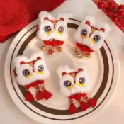 【批發價】新款1對裝新年醒獅鈴鐺流蘇髮夾春節可愛髮卡喜慶髮飾優質
