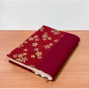 沛軒手作坊~燙金(厚棉布)書衣/書套(可套八合經或任何A6書本及筆記本皆適合)棗紅色(10.5*15*1.5公分)含裡布