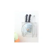 (店+)不鏽鋼懸掛式刀架、砧板。刀具、砧板、鍋蓋等可複合收納，高品質304不銹鋼