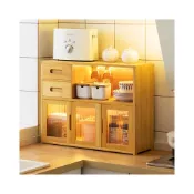(店+)【MatsuTa 松太】楠竹收納櫃 防塵防蟲 電器櫃 小櫃子 餐邊櫃 杯架  茶杯櫃 茶具置物櫃 廚房杯架 厨房分層收納置物櫃 厨房收納櫃