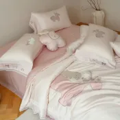 (店+)A類60s奧地利蘭精天絲四件套貼布刺繡少女心夏天涼感冰絲床上用品 【MIERlle-蜜芮寢具】
