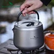 （可開發票）Boundless Voyage- 1.4L 鈦水壺野營水壺瓶咖啡茶壺帶過濾器大容量戶外室內炊具（滿額免運）