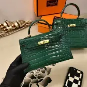 喜挖2店 真皮女包抖音鱷魚紋mini牛皮包迷你二代凱利包手提單肩斜後背包