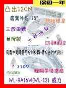 『中部批發』威力 18吋 WL-RA16W 輕鋼架專用節能扇 輕鋼架循環扇 崁入式風扇 大風量 太空扇 突出12公分
