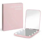 (店+)【CALLC】攜帶式LED方型化妝鏡 1入 日本原裝 補光隨身鏡 8顆LED燈 3倍放大鏡 折疊便攜 柔光不傷眼