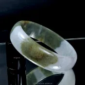 珍珠林~大寬版經典圓玉鐲~A貨緬甸紫羅蘭三彩帶瑭璜帶皮(內徑53mm, 手圍17號半)#006