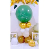 (店+)PARTY FUN（快速到貨）氣球支架＋36吋大氣球（綠）＋20顆氣球 猜性別佈置 性別氣球 性別派對