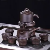 台灣現貨融豪復古古早柴燒石磨紫砂半自動茶具套裝家用功夫茶杯創意