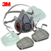 文五雙全x文具五金生活館 3M 6200 防毒口罩、面具 (全配7件組) 半罩式，雙罐式，內容有：6200面罩主體x1、6001濾毒罐x2、5N11濾棉x2、501濾蓋x2 防災 防疫 個人防護 工安防護 公司貨【APP滿額下單10%點數(單一帳號最高1000點)】9/30止