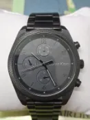 二手 專櫃真品 CK Calvin Klein 鋼帶時尚黑色石英腕錶 