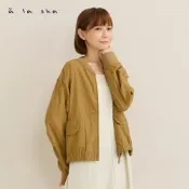 a la sha 條紋拼接棒球外套