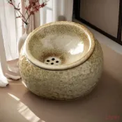 台灣熱銷 復古粗陶建水日式帶蓋水缸家用陶瓷茶具茶道配件水桶茶渣水盂