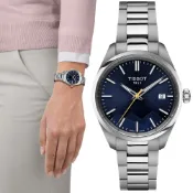 TISSOT 天梭 官方授權 PR100 少女峰限定款經典簡約氣質腕錶/藍/34mm/T1502101104101
