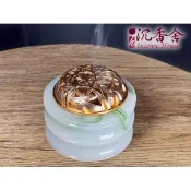 【i郵購】沉香舍薰香園 【沉香舍】竹葉紋金屬蓋竹節仿玉香爐/聞香杯 可搭配6公分香篆 臥香香插 香道用品