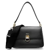 【FURLA 芙拉】WB00896 法國經典牛皮雙背帶手提斜背兩用包(黑色)