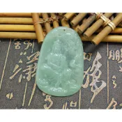 【禾賢行】天然翡翠.緬甸玉.冰種湖水綠-神龍護法.寶瓶觀音.手工精雕墬子.項鍊.玉珮.ZGP0I405733