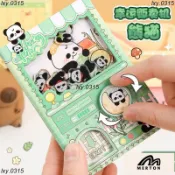 熊貓扭蛋機口袋本筆記本子高顏值手帳機關本國小生解壓手賬本可愛KILW1