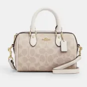 COACH Mini Rowan 經典老花迷你波士頓包（香草白/米色老花配色）北美購入