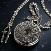 【公司貨免運】文創北極恆星圖復古星空懷錶日月星辰更替雕花紋理日歷石英掛錶