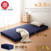 C'est Chic 潮傢俬 【Cest Chic】二代目日式三折獨立筒彈簧床墊3.5尺-藍