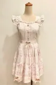 lizlisa 旋轉木馬薔薇花無袖洋裝 背心洋裝 短洋 短裙 洋裝