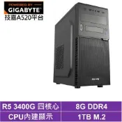 技嘉A520平台[BHCY63908]R5-3400G/8G/1TB_SSD