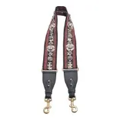 DIOR 復古金屬徽章裝飾刺繡帆布寬背帶(紅黑)