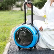 寵物拉桿箱包便攜寵物外出包透明太空艙寵物推車手提貓包批發寵物外出包 寵物背包 寵物提包 透氣網窗 大空間 外出散步旅行看