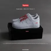 (店+)【NIKE 耐吉】SUPREME X NIKE AIR FORCE 1 全白 紅標 男女鞋 聯名款 休閒鞋 CU9225-100