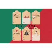 [Little love］聖誕節禮物牛皮封口貼紙、聖誕禮物裝飾貼紙、聖誕節禮物名字貼紙（一組6枚）