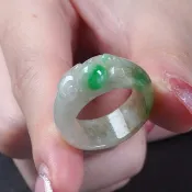 冰種三彩翡翠如意玉戒指 | 國際16圍 | 天然緬甸玉翡翠A貨 | 送禮