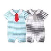 【baby童衣】寶寶爬服 假領帶條紋氣質連身衣 61052(嬰兒服 童裝)