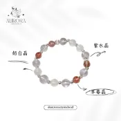 ［AURORA水晶設計］紫水晶 草莓晶 奶白晶 彈性繩 水晶手鍊 SL0056