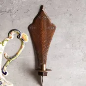1951荷蘭基督教金工聯盟手敲壁掛紅銅燭台