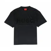 HUGO BOSS 純棉反光裝飾LOGO OVERSIZED短袖T恤(男款/黑)