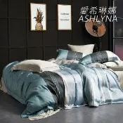 【ASHLYNA 愛希琳娜】100%天絲條紋全鋪棉四件式兩用被床包組尼蒂羅(特大) 涼被/冷氣毯