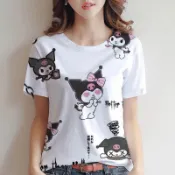 Kuromi 新款 XO Duck 卡通 T 恤時尚男女通用可愛襯衫